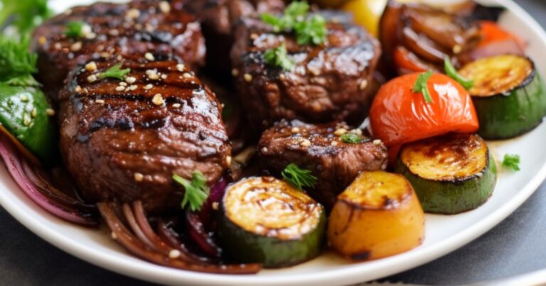 Beef Medallions with Roasted Veggie Medley