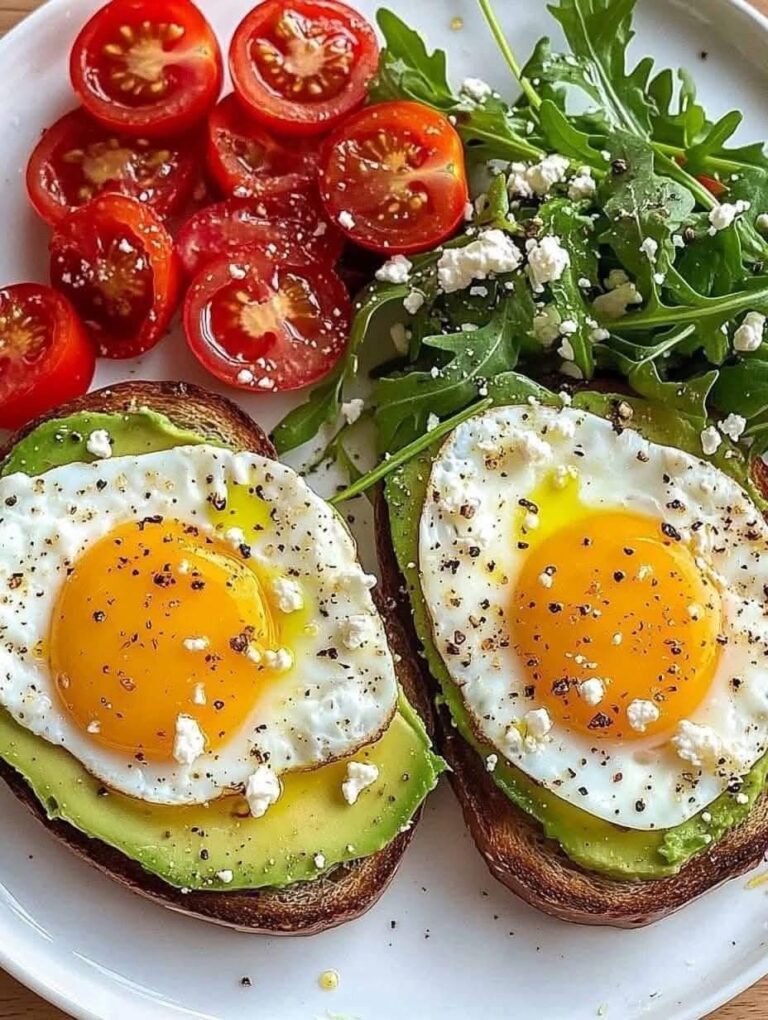 Avocado Toast & Sunny-Side Eggs Breakfast Plate