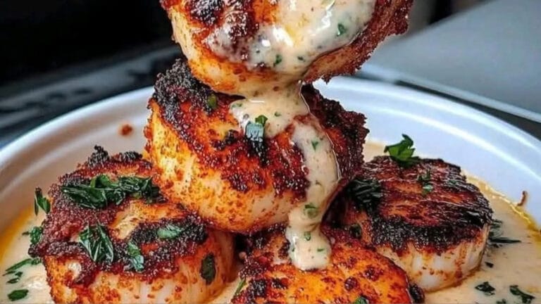 Seared Scallops with Spicy Cajun Cream Sauce