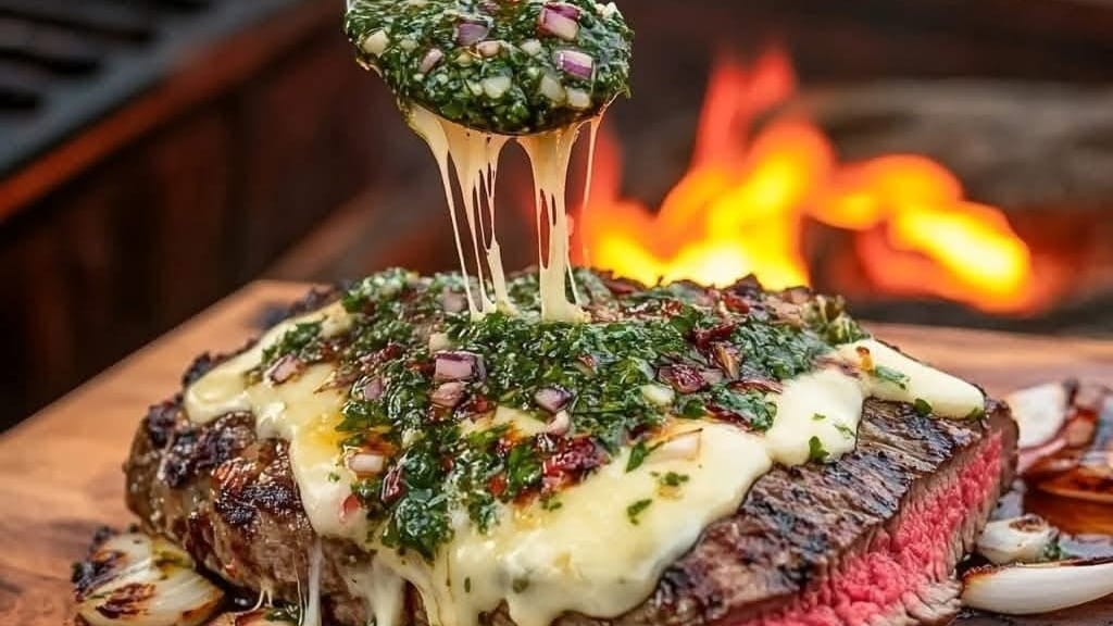Grilled Ribeye with Chimichurri and Cheese