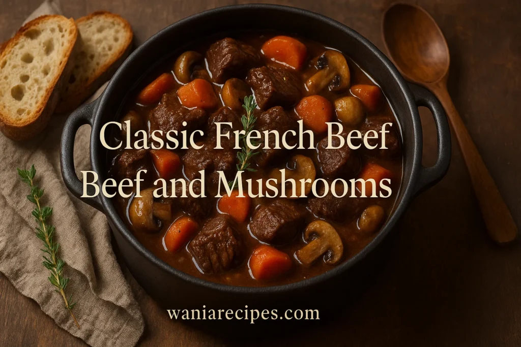 Classic French Beef Stew and Mushrooms