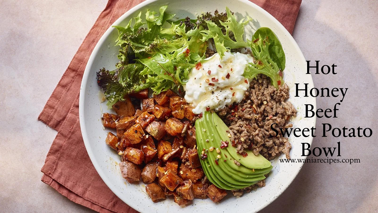 Hot Honey Beef Sweet Potato Bowl